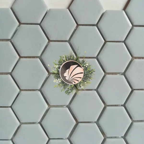 gresite piscina azul claro hexagonal