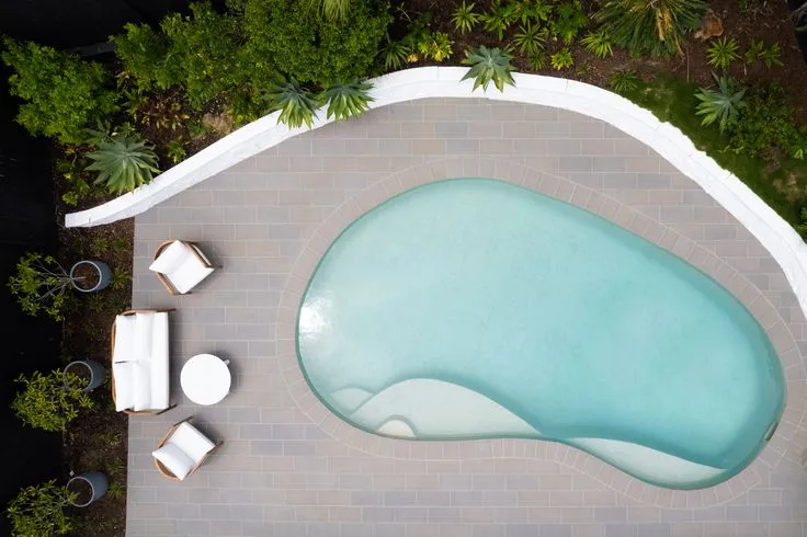 piscina con forma de riñon