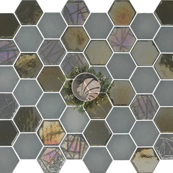 Gresite hexagonal gris nacarado