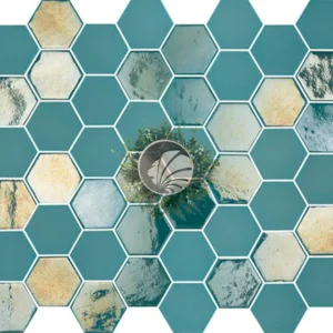 Gresite hexagonal color turquesa nacarado