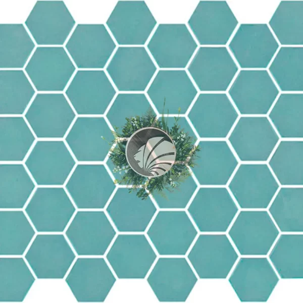 Gresite hexagonal turquesa mate 50x44