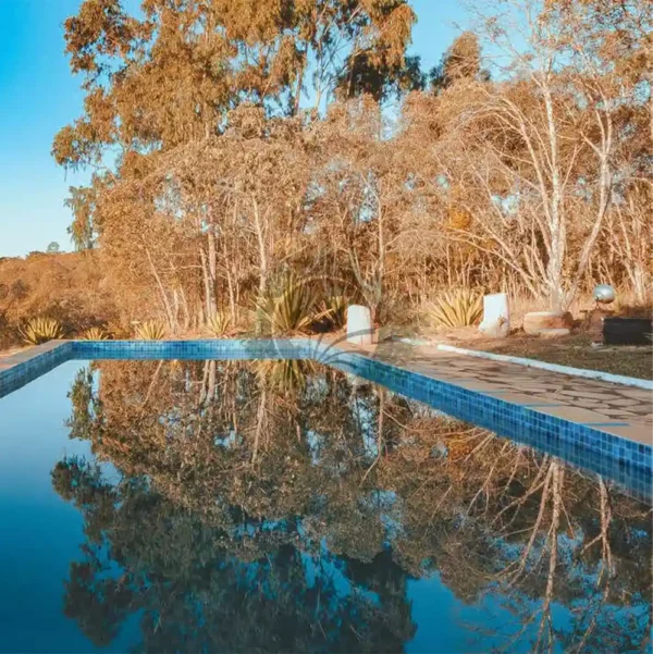 piscina espejo con gresite piedra