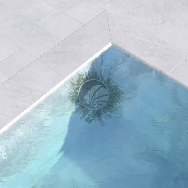 coronación piscina porcelánico esquina gris